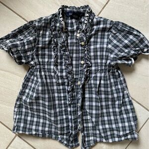 Girls checkers Ralph Lauren button up top size 4t like new black and white color